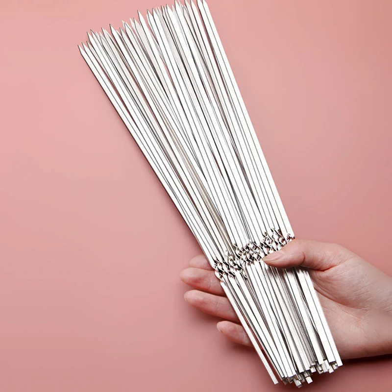 Barbecue Skewer Storage Tube Stainless Steel BBQ Needle Stick Reusable Flat Grill Sticks Outdoor Camping Picnic Accessories barbecue skewers,bbq grilling accessories