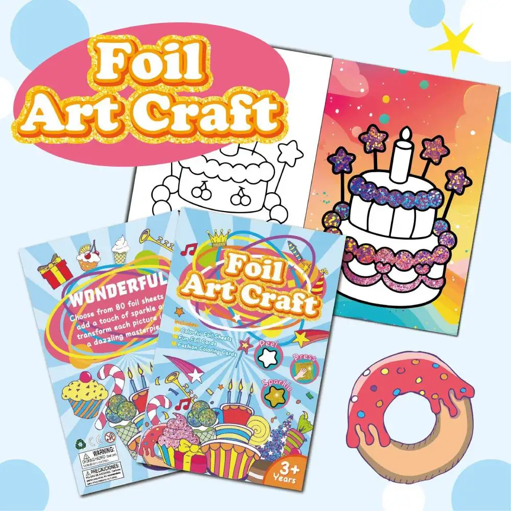 Kids Cartoon Foil Arts Crafts Educational Toys DIY Magic Transfer Painting Mini Coloring Book Montessori Drawing Birthday Gifts