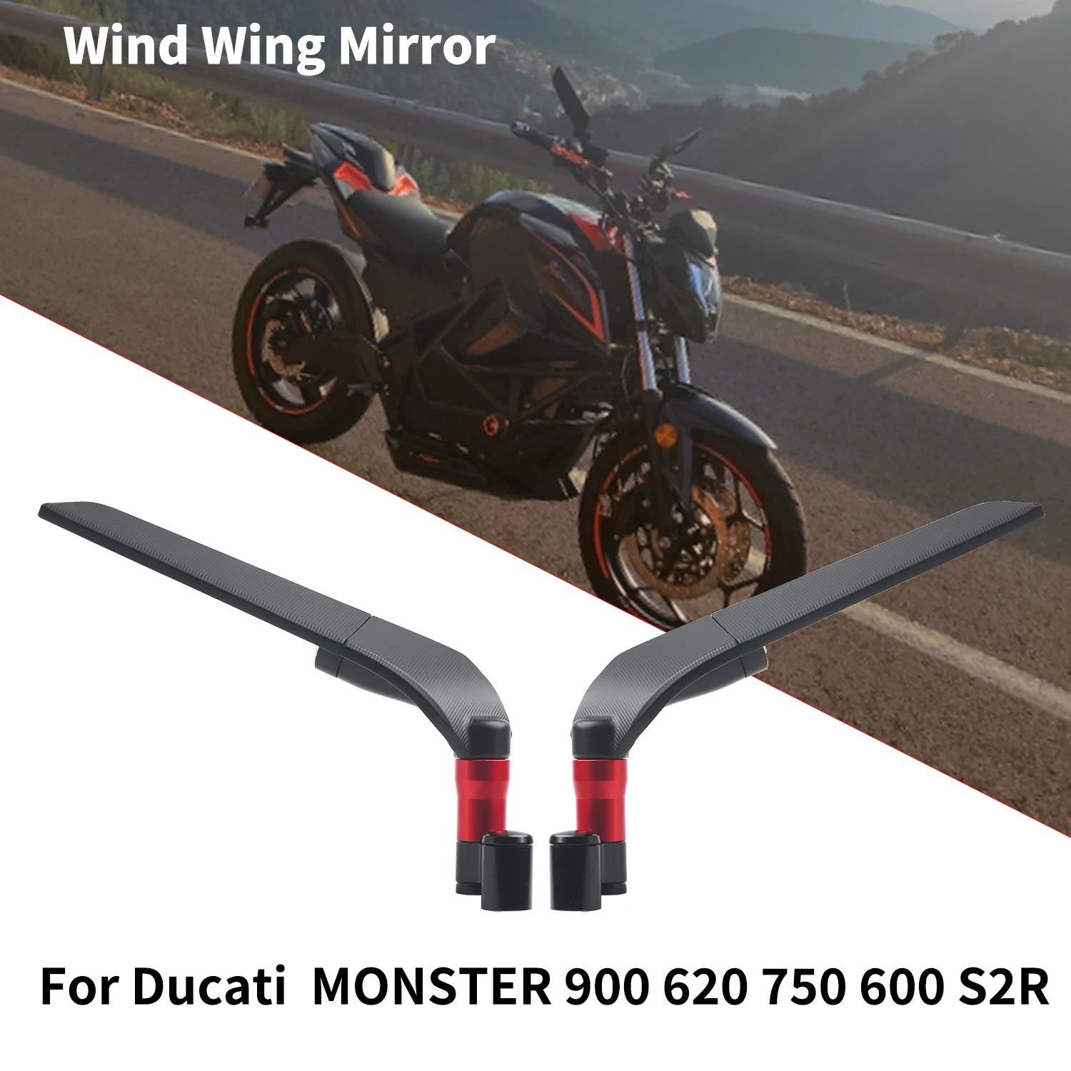 

For Ducati MONSTER 900 620 750 600 S2R800 HYPERMOTARD Universal Motorcycle Mirror Wind Wing side Rearview Reversing mirror