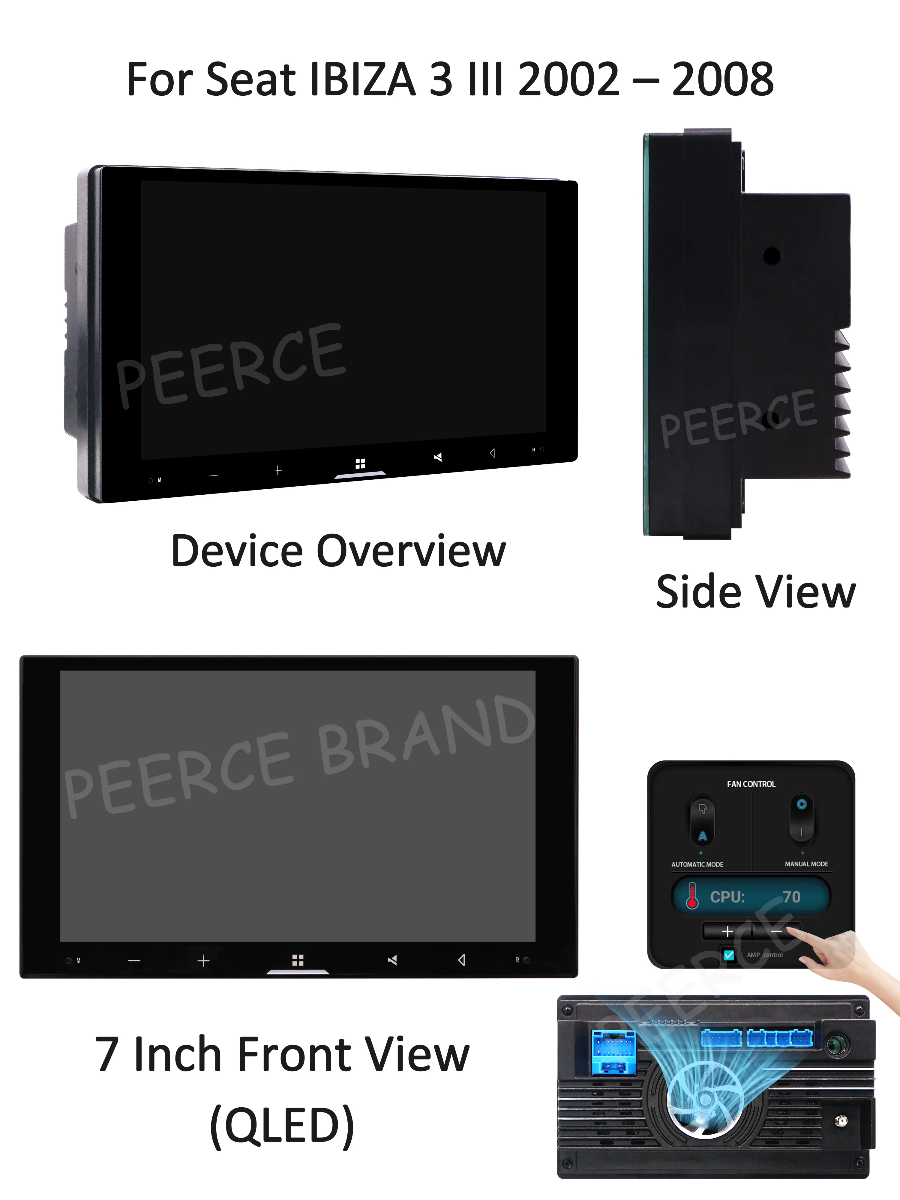 Radio para Auto Android 15 de 7'' para Seat IBIZA 3 III 2002-2008, Reproductor Multimedia, Navegación GPS, CarPlay Inalámbrico, Video 4K, WIFI 5