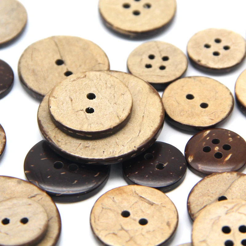Eco-friendly Natural Coconut Shell Wooden Buttons - Decorative and Child-friendly Wholesale Options