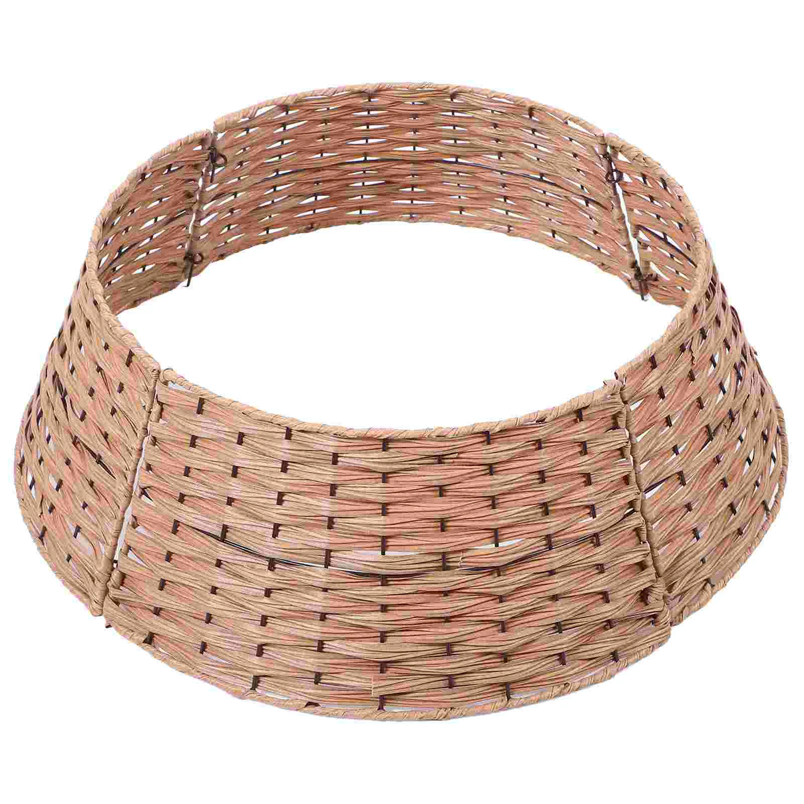 

Christmas Tree Collar Artificial Rattan Stand Xmas Tree Skirt Wicker Base Basket Cover Ring Holiday Party Decor
