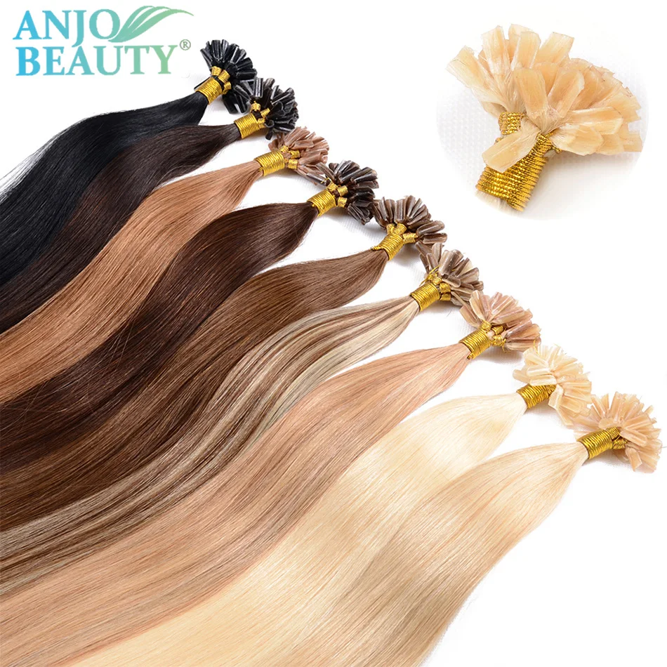 Straight Keratin Human Hair Extension Fusion U Tip Nail Hair 1g/Strands 50pcs/100pcs Natural Black Blonde Remy Hair Extension