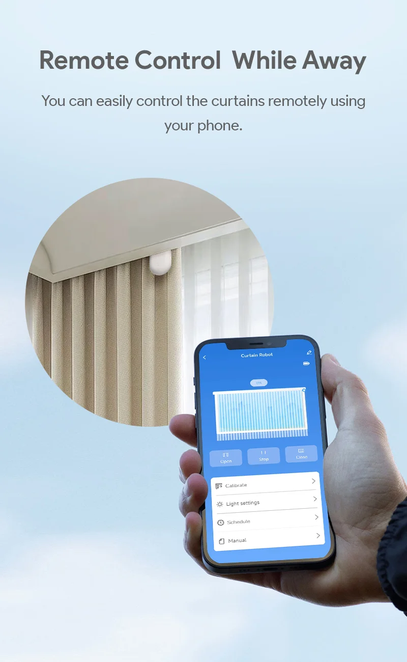 Tuya Smart Zigbee / Bluetooth Curtain Motor with Hooks Smart Curtain Pusher Robo