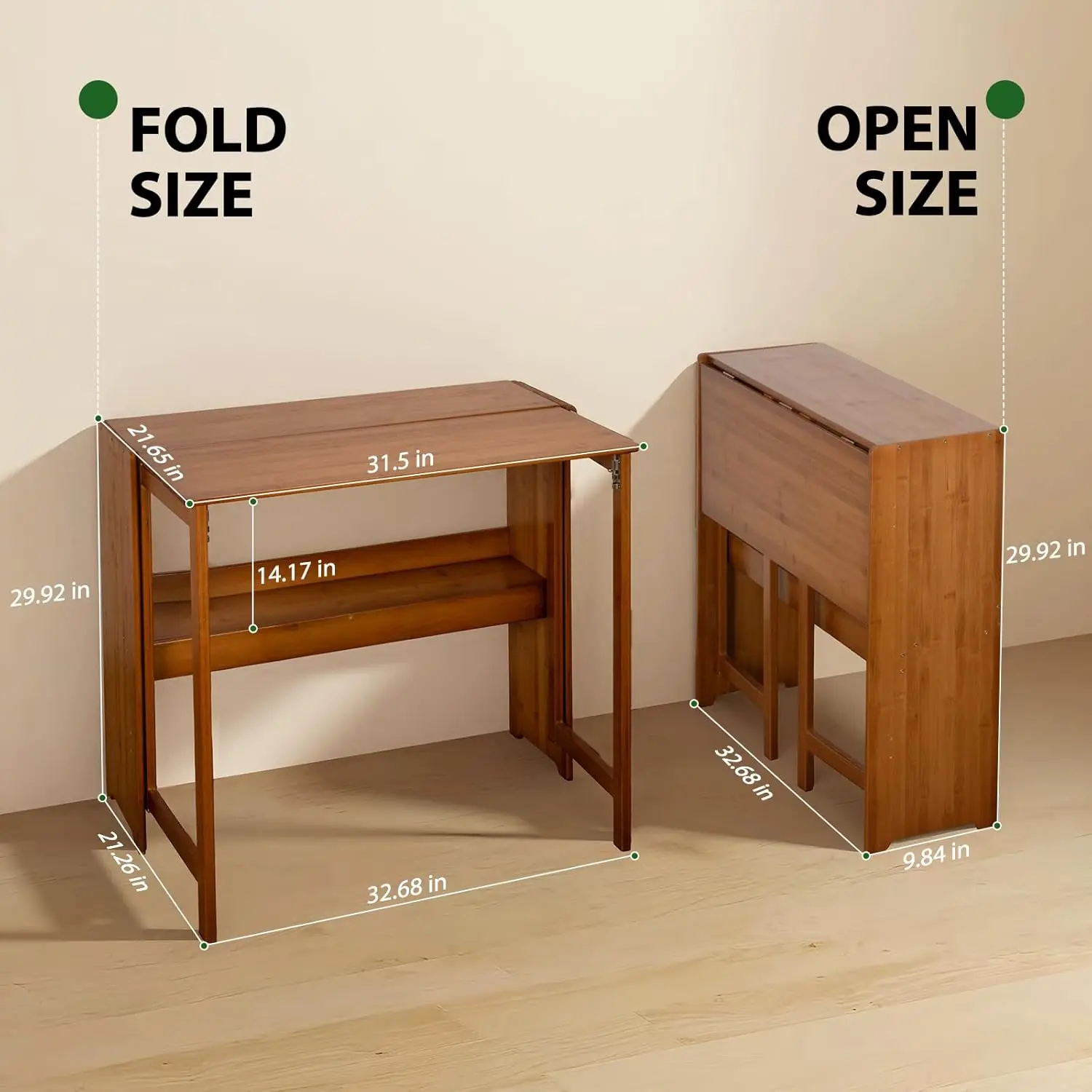 40" Folding Laptop Computer Desk Bamboo Desk Indoor Bedroom Living Home Office Desks Adult