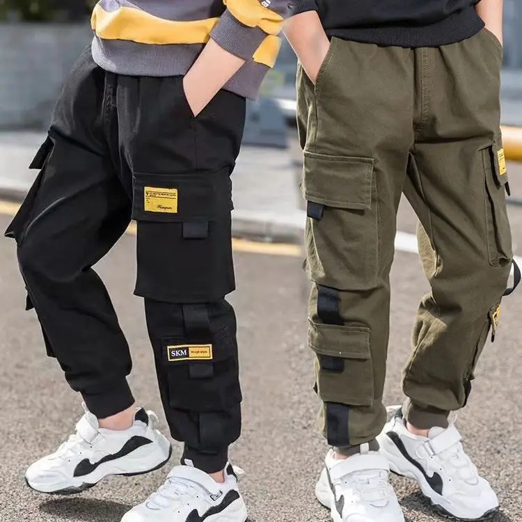 

Boys Pants Boys Pants Solid Cargo Pants Teenage Boy Multi-Pocket Trousers Kids Spring Autumn Boys Casual Pants Streetwear
