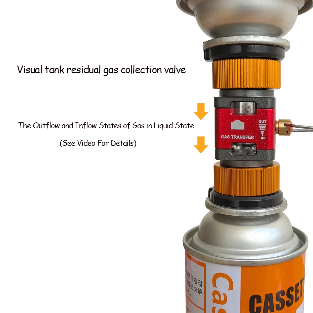 Outdoor Camping Visual Gas Tank Converter Tank Gas Refill Adapter Isobutane/Butane Mutual Charge Adapter Collection Valve