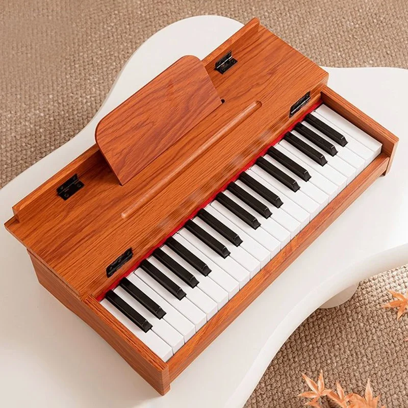Wooden Electronic Organ Children Beginner Keyboard Instrument 37 Keys Electric Piano Portable Semi Professional Electronic Organ