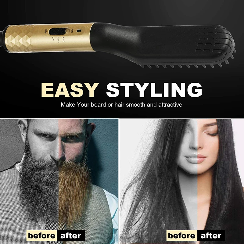 Multifunctional Quick Hair Beard Straightener Men's Hair Straightening Flat Iron Heated Hair Comb Electric Men Hair Beard Styler 5