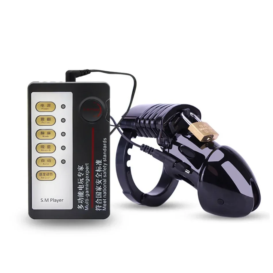 Male Chastity Device Lockable Cock Cage Electric Shock Penis Rings Scrotum Restraints Adult Games Sex Toys Men Gay penis chastity cage chastity lock sex toy chastity cage accessory penis cock ring