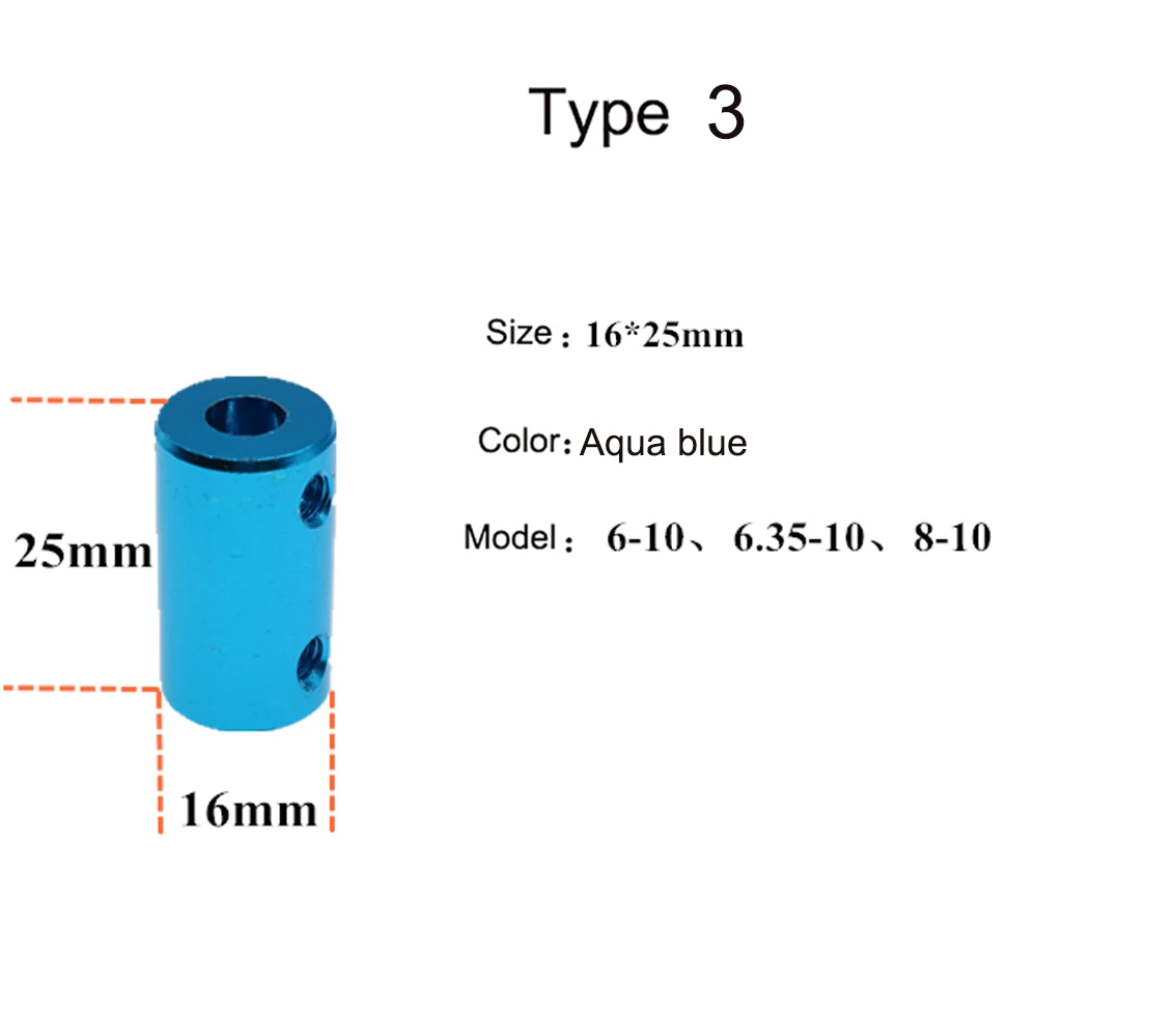 Description Picture 5 of item1Pcs Aluminum Alloy Rigid Shaft Coupler Bore 2/2.3/3/3.17/4/5/6/8mm Motor Coupling Connector Vehicle Ship Aircraft Model Parts