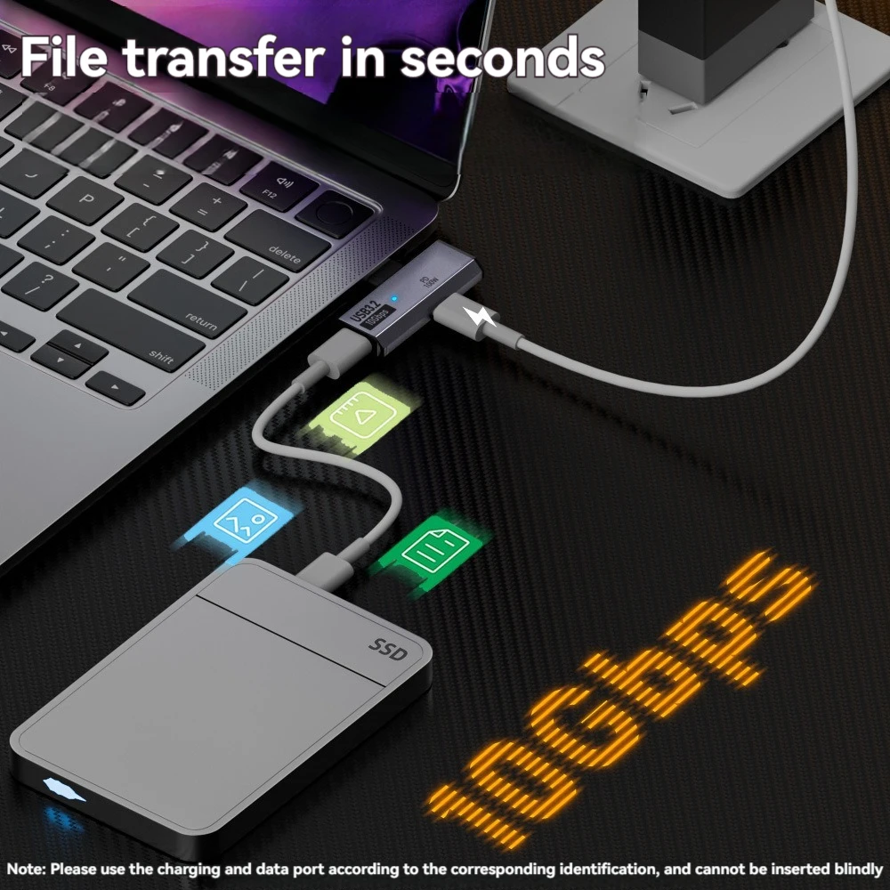 รูปสินค้า อะแดปเตอร์ USB-C 10Gbps ชาร์จเร็ว 100W PD พร้อมช่องแยกหูฟัง