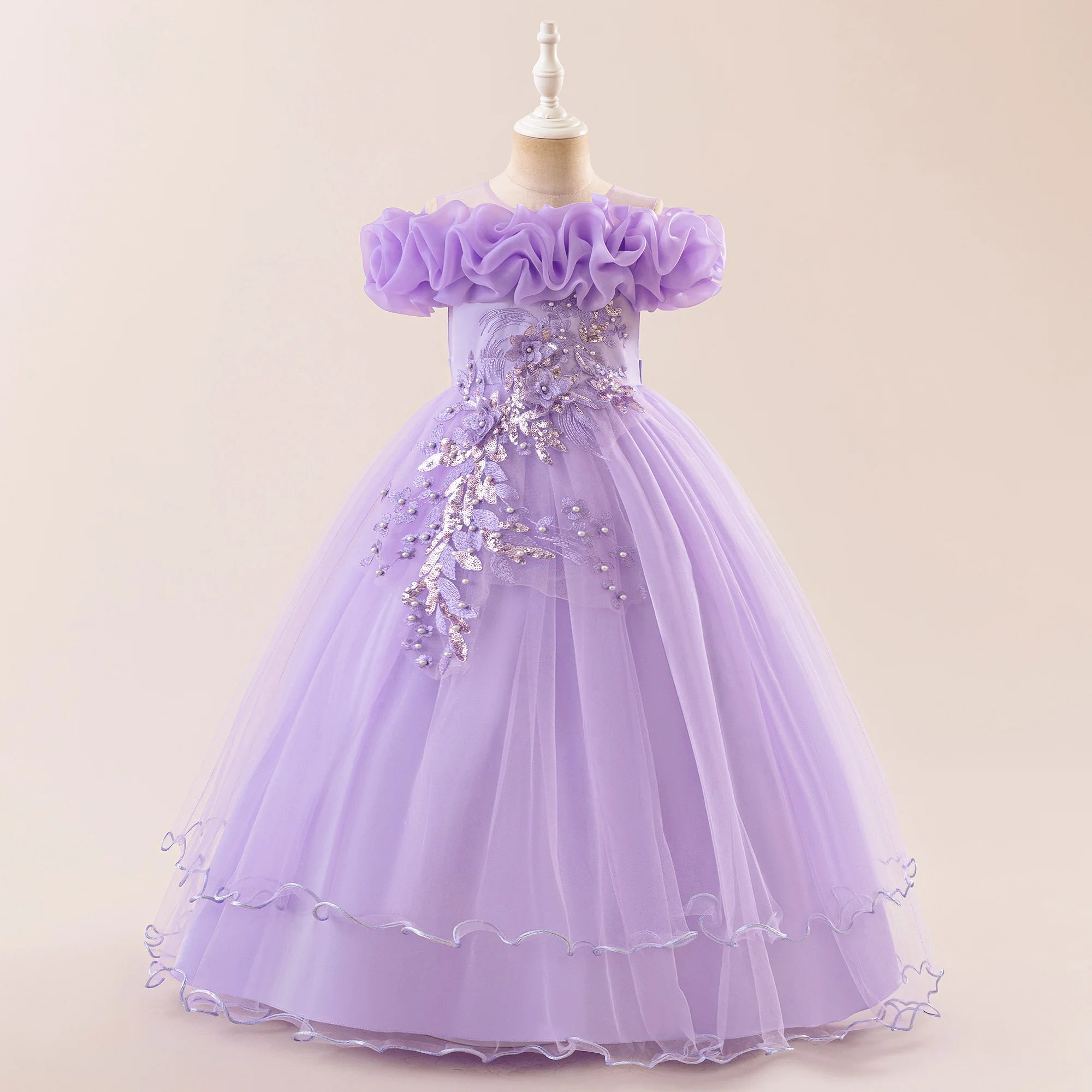 Elegant Pink Flower Girls Party Dress - Bridesmaid Ball Gown & Princess Dress