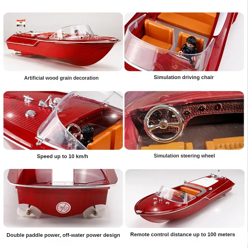 New Big Size RC Speed Boat High-Horsepower Electric Yacht Cruise Model Racing Boat Boy Water Classic Retro Toy Boat Boy Gift 3