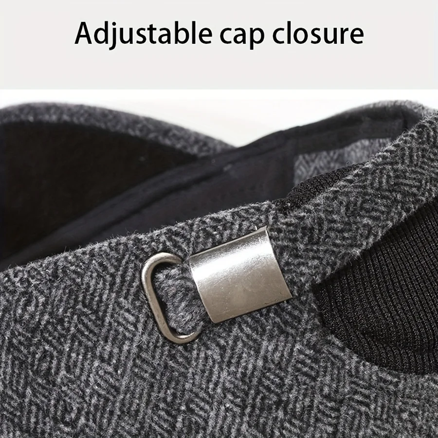 Winter Warm Cap Men Thick Woolen Knitted Earmuffs Baseball Cap Windproof Adjustable Outdoor Sport Running Hiking Bomber Hat