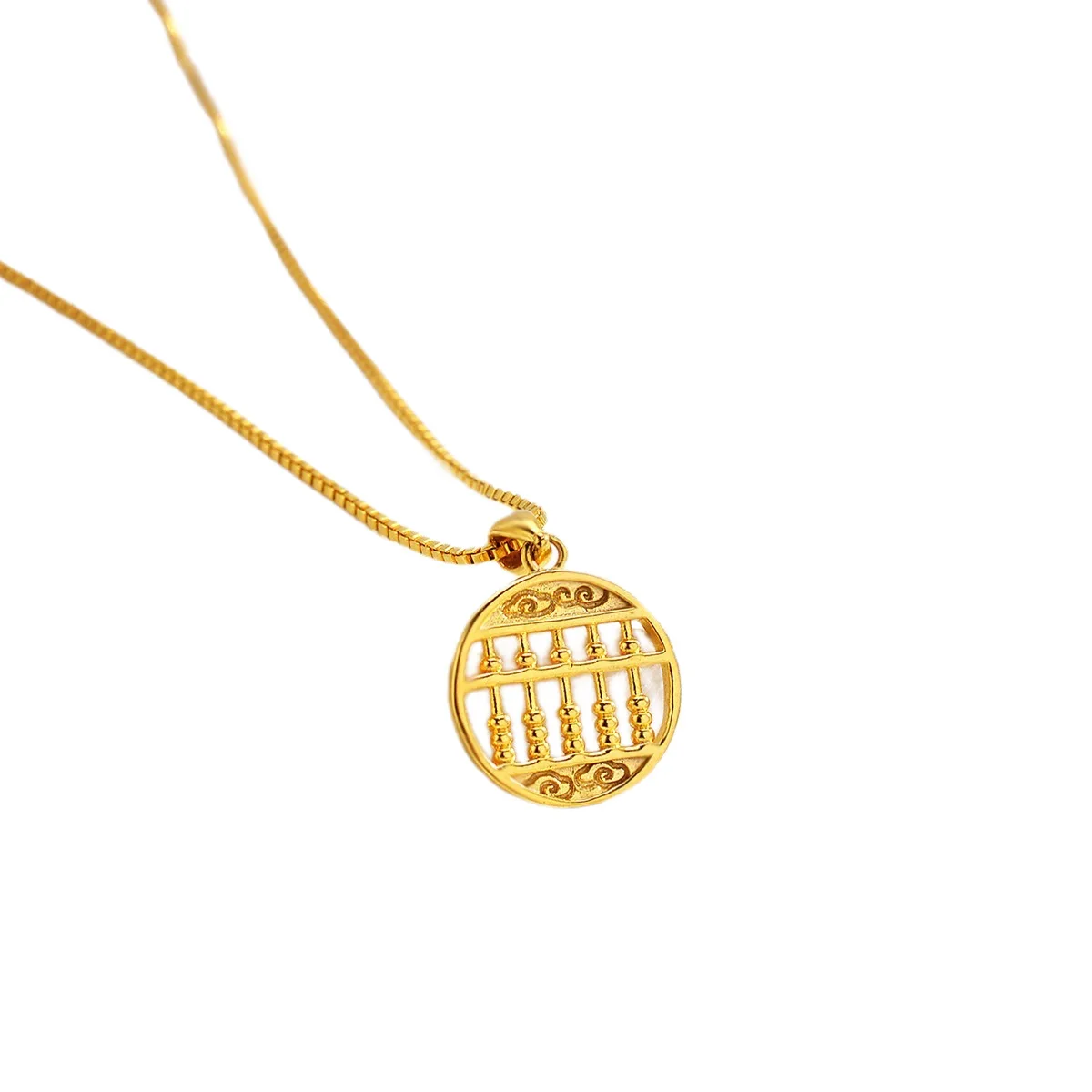 AU999 Gold Necklace Womens Korean Version 24k Pure Gold Ruyi Abacus Pendant New Necklace Goddess Birthday Gift