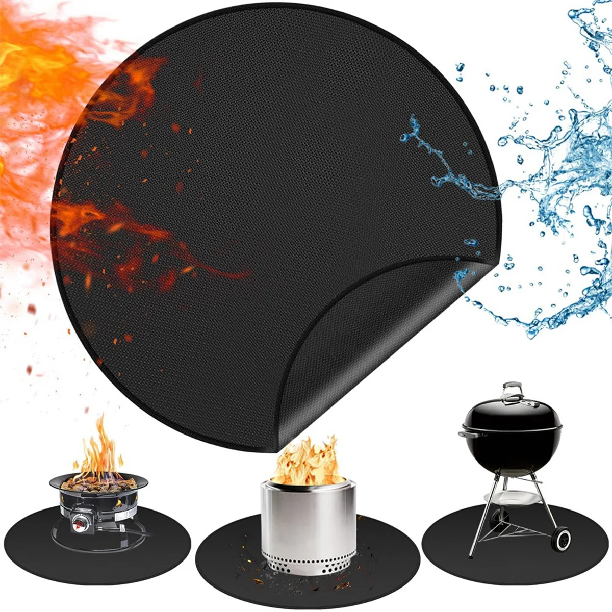 BAAU Fire Pit Mat for Bonfire,Double-Sided Fireproof Firepit Mat Round Fire Pit BBQ for Under Grill 30Inch