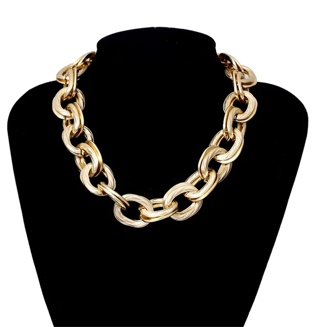 Lacteo Punk Multi Layered Golden Chain Choker Necklace Jewelry for Women Hip Hop Big Thick Chunky Clavicle Chain Charm Necklace LC3171519