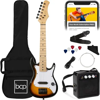 30in Kids Electric Guitar Beginner Starter Kit w/ 5W Amplifier, Strap, Gig Bag, Strings, Picks - Sunburst