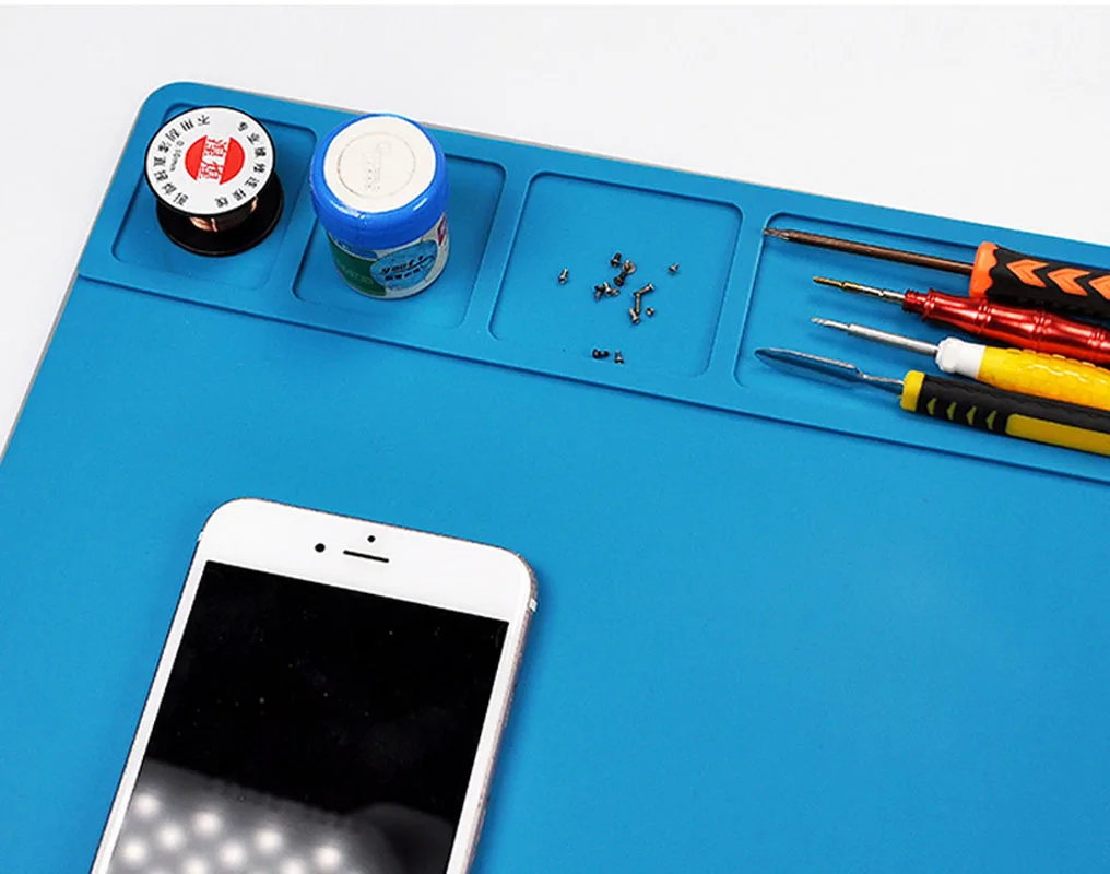 Blue 480X340mm Big Heat Insulation Repair Pad Soldering Work Station Mat Silicon Welding Soldering Maintenance Platform