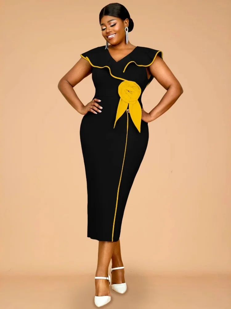 Wmstar Dress Women Wholesale The Elegant Stylish Graduation Dresses with Contrasting Lotus Leaf Sleeves Summer 2025 One Pieces