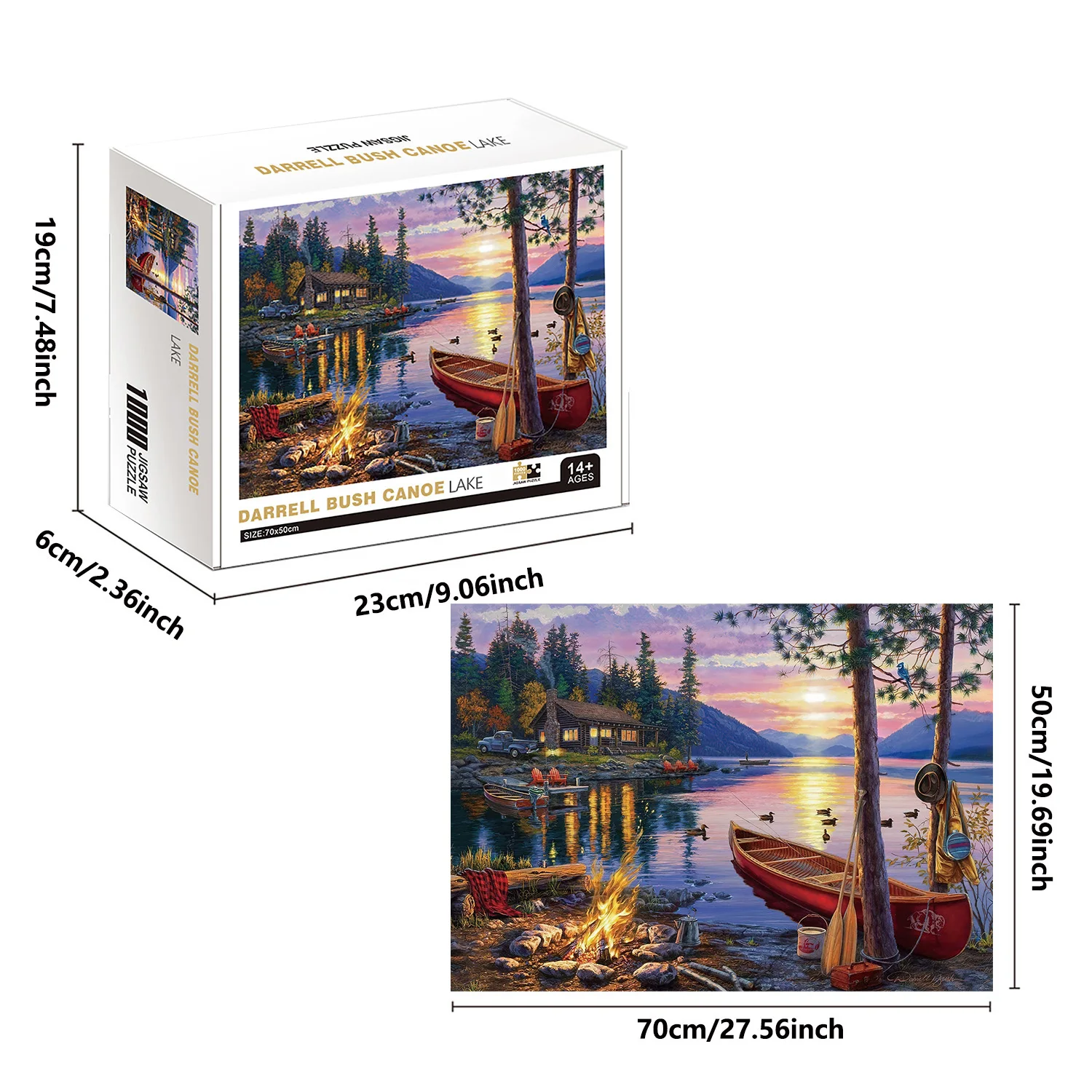 Jigsaw Puzzles 1000pcs Darrell Bush Canoe Lake for Adults Home Decor Games Family Fun Floor Puzzles Educational Toys for Kids