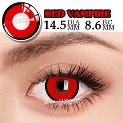 Vibrant Pink & Black Halloween Cosplay Contact Lenses (Red vampire)