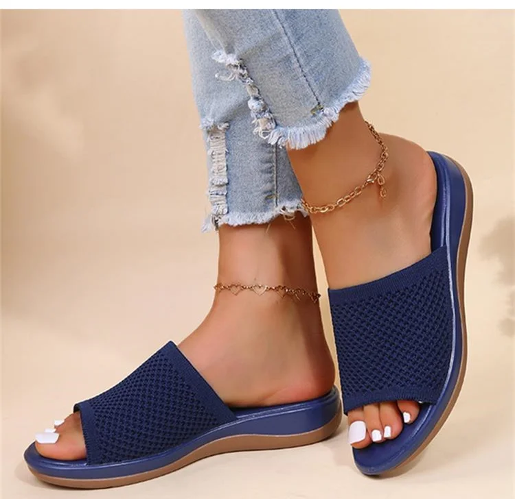 beach sandals Women Sandals Knitting Low Heels Sandals Summer Chaussure Femme Soft Bottom Silppers Slip On Wedges Shoes Women Summer Footwear women's sandals with straps