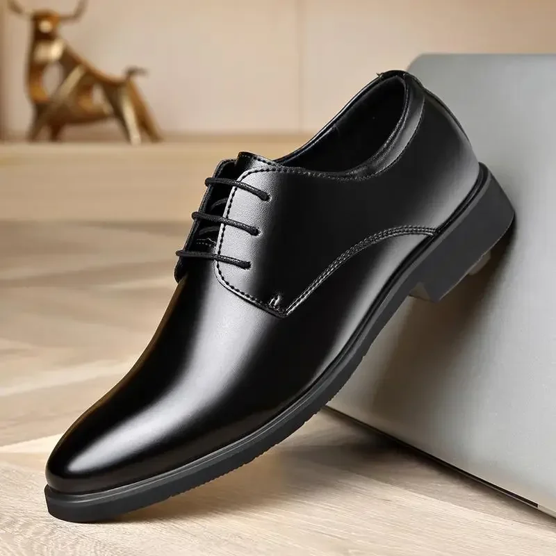 

Elegant Men's Height Increasing Leather Dress Shoes Oxford Wedding Shoes Black Luxury Italian Dress Shoes Formal Dress