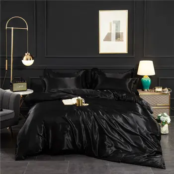 Ensemble de housse d'injathlon mûrier naturel, mélange de luxe, drap-housse, satin haut de gamme, soyeux, king size, parure de lit queen size 1