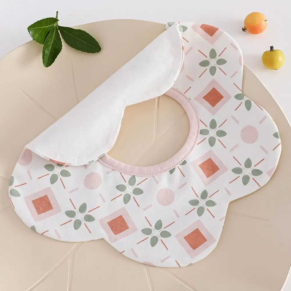 Waterproof Baby Cotton Bibs Round Neck Princess Baby Drooling Bibs Flower Shape INS Saliva Towel Cloths Feeding Accessories