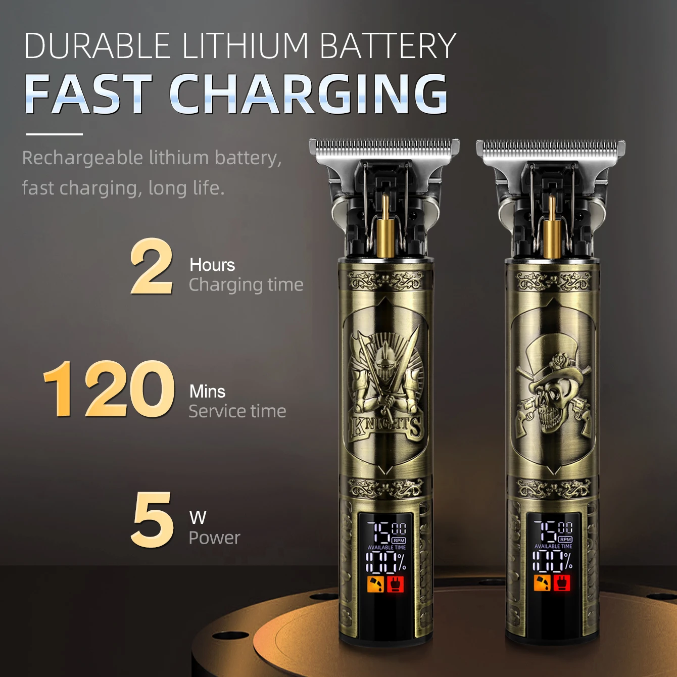 KIKIDO Professional Haircut Machine 0MM Vintage Skull Beard Trimmer - Image 4