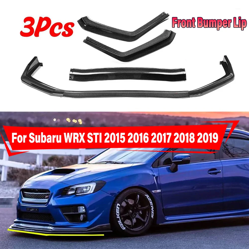 

3Pcs Car Front Bumper Lip Chin Splitter Spoiler Diffuser Bumper Body Kit For Subaru WRX STI 2015 2016 2017 2018 2019 Accessories