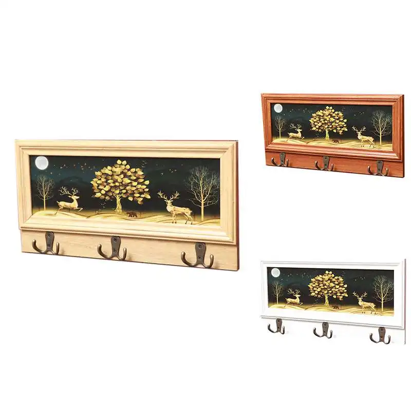 

Wall Hanging Wood Key Hanger Holder Mural Hook Hallway Home Space Saving Small Bedroom Door Back Decorative