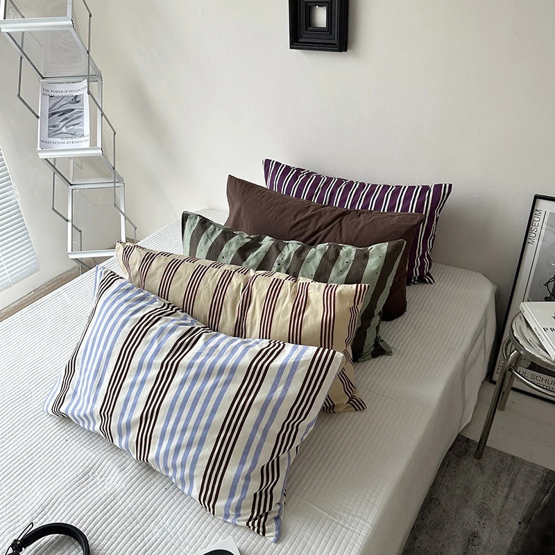 Cotton Pillowcase Colorful Stripe Pillow Case Bedding Black Pillow Cover Envelope Pillow Case Cover Nordic Sling 4
