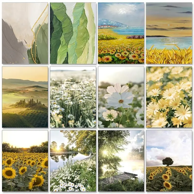 

RUOPOTY Modern Painting By Number For Adults With Frame Autumn Flowers Wall Art Picture By Numbers Handpainted For Diy Gift