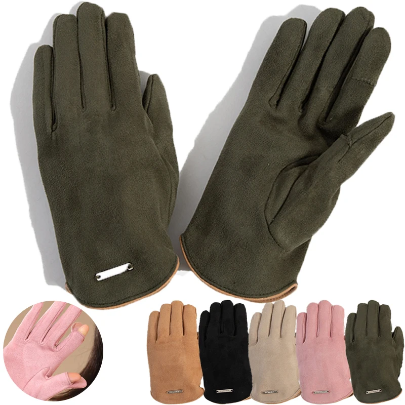 Cute Furry Warm Gloves Autumn Winter Women Vintage Mittens Touchscreen Gloves Full Finger Windproof Gloves Outdoor Sport Female fashion women gloves autumn winter cute furry warm mitts full finger mittens female outdoor sport cycling gloves