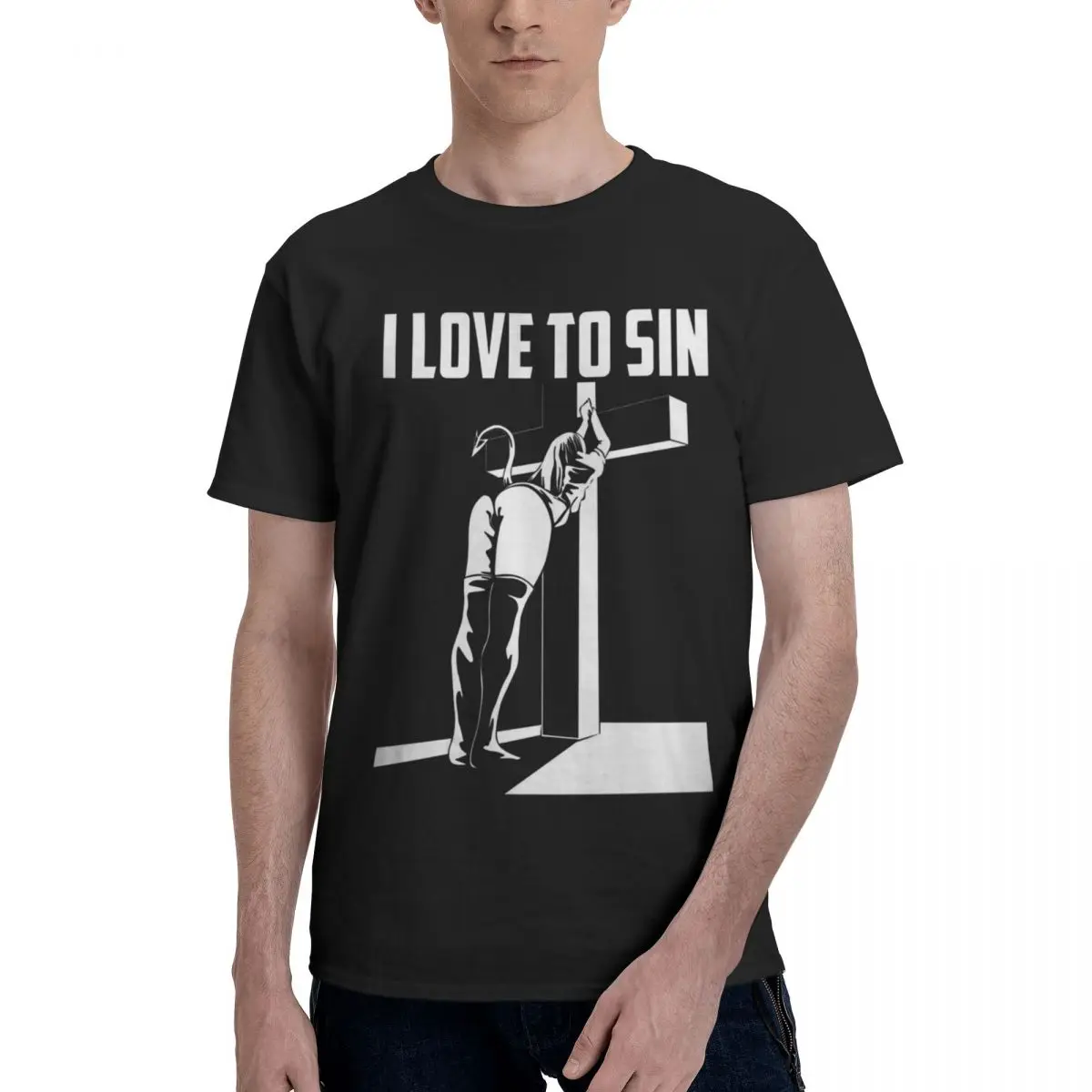 

Футболка мужская хлопковая с надписью «I Love To Sin», 100% хлопок