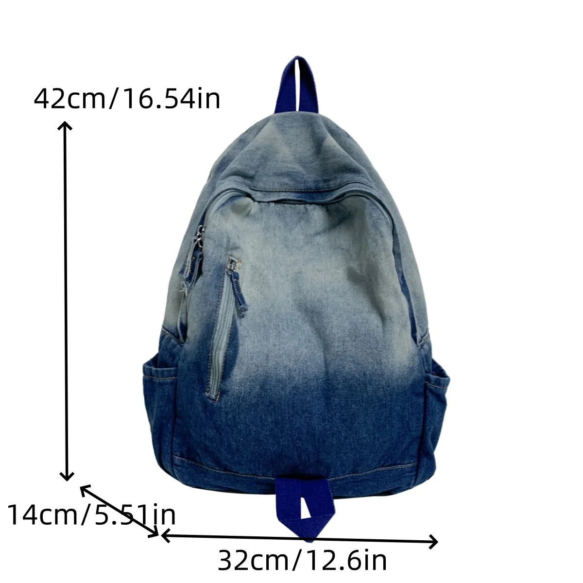 Unisex Large-Capacity Washed Denim Backpack