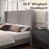 Queen Size Upholstered Platform Bed Frame, Wingback Beds with 50.8" Headboard, Corduroy, Queen Bed Frame 5