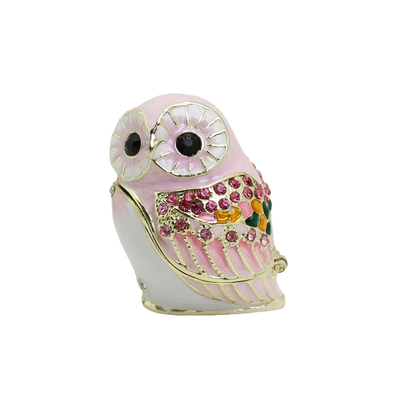 SHINNYGIFTS Cute Birds Enamel Owl Trinket Box Cartoon owl jewelry box Birthday Gifts
