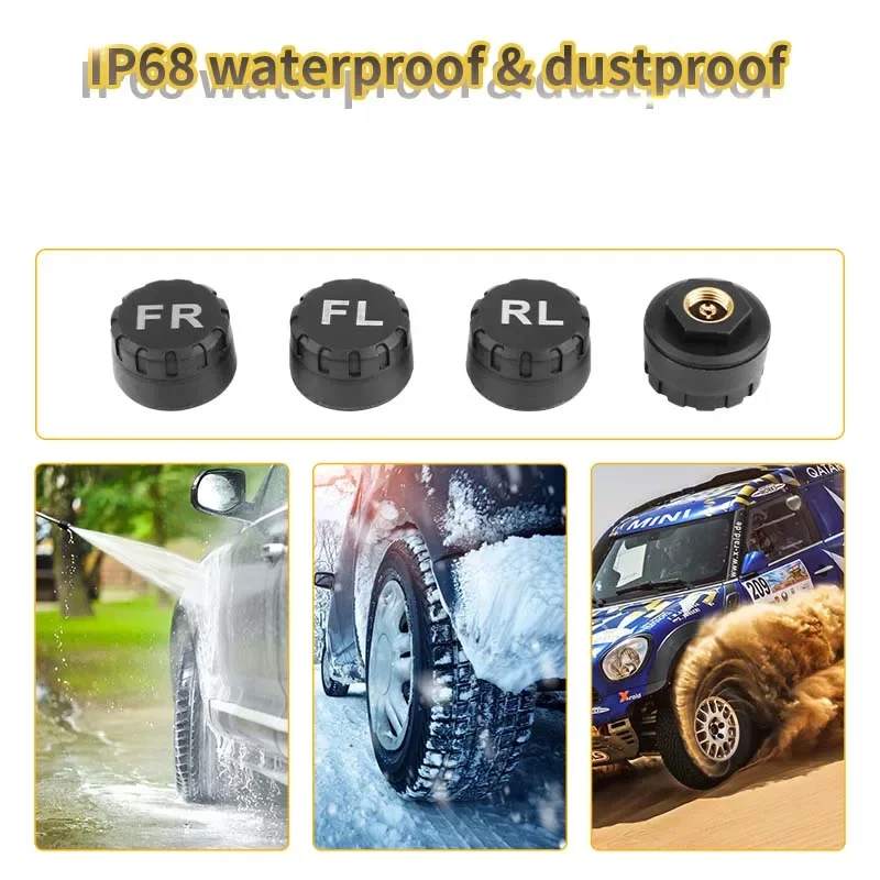 Car Tire Pressure Monitoring System Tyre Sensor Solar Charge Bracket 360 Adjustable IP68 Waterproof 6 bar