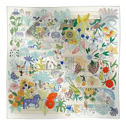 NEW Prints 100% Twill Silk Scarf Neckerchief Womens Large Square Elegant Silk Wraps Shawl 35