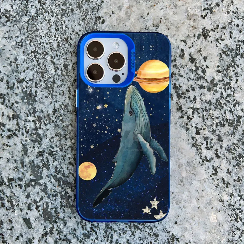 Space Ocean Whale Shark Swimming Phone Case - Shockproof Laser Design  Shell