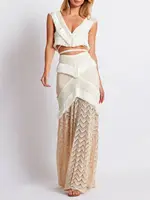2025 New Women Two Piece Set Skirt Suit V Neck Top Skirt Sleeveless Sweet Waist Chic Slit Skirt Beach Dance Robe 1