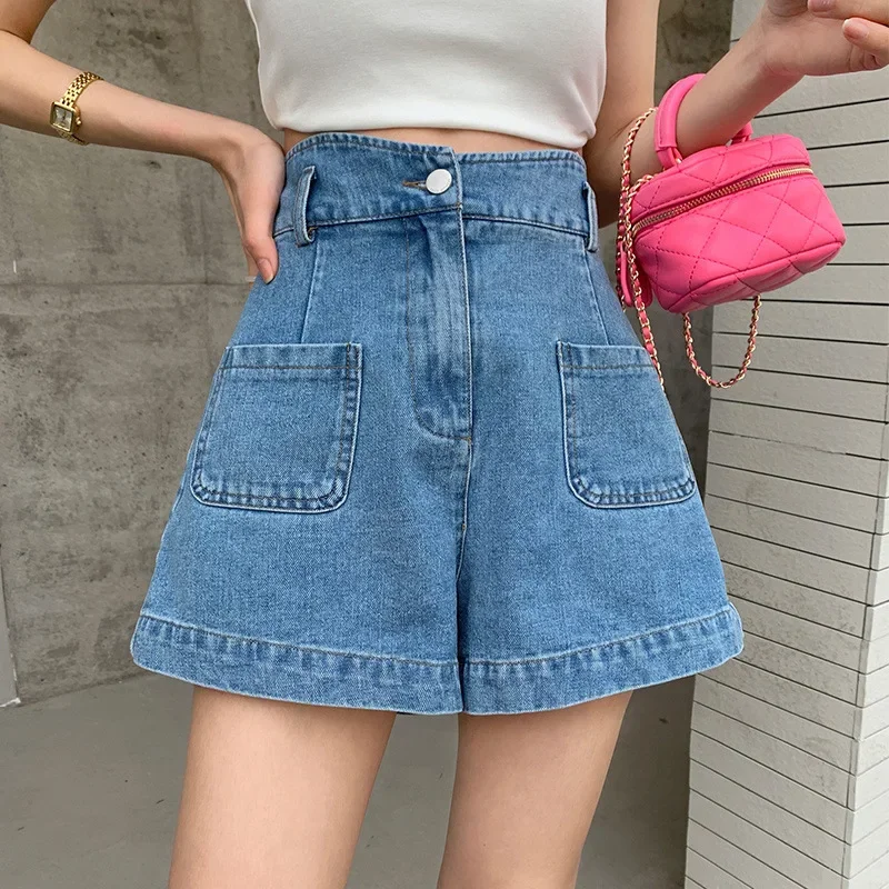 Cargo Outwear Wide Leg Shorts Summer Korean Plus Size S-5XL Denim Shorts Women's High Waisted Shorts Slim Kawaii Hot Pants
