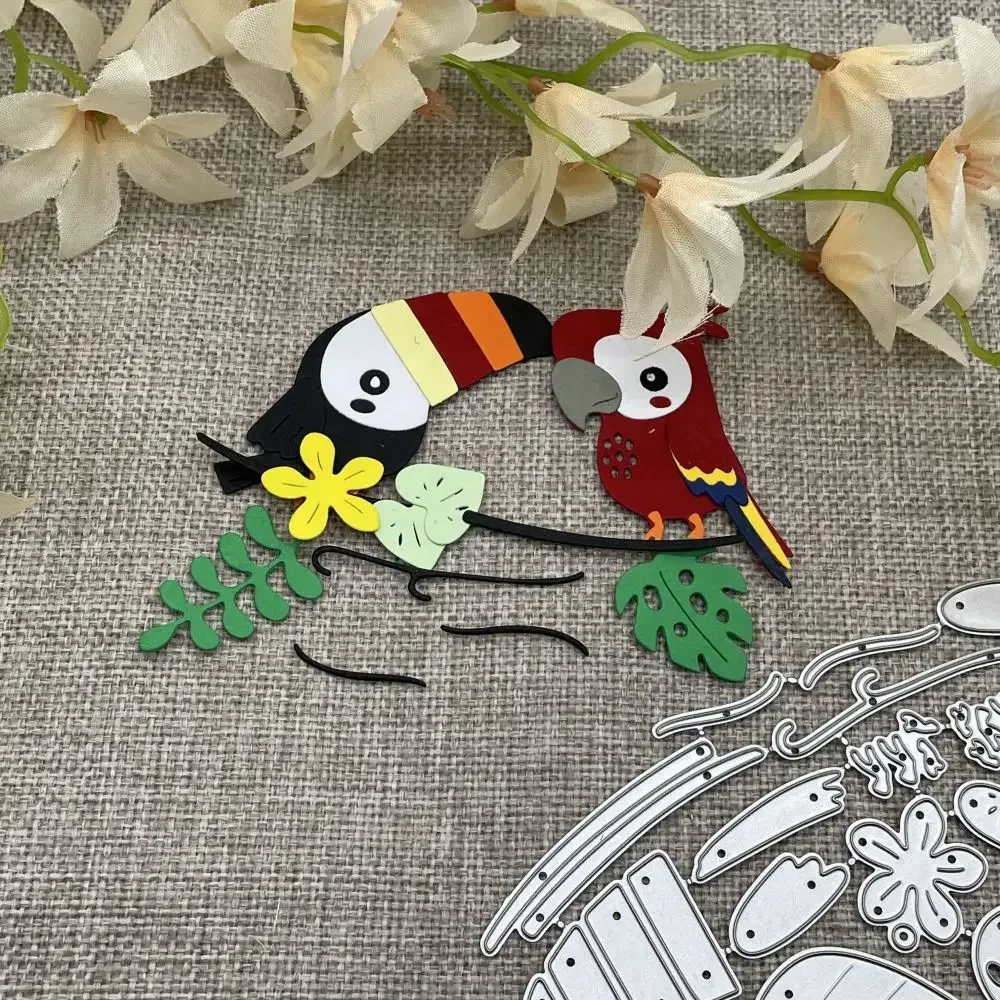 투칸 앵무새 꽃 잎 금속 커팅 다이 스텐실 DIY 스크랩북킹 장식 엠보싱 수공예 다이 커팅 템플릿