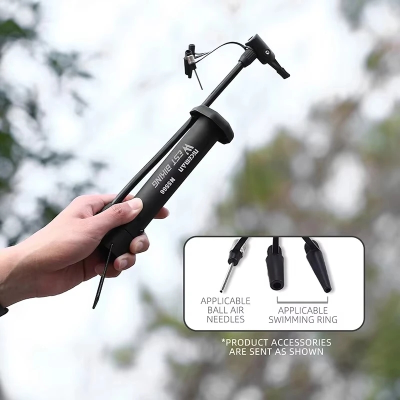 High-Pressure Bicycle Floor Pump with Schrader Valve - 80 PSI Manual Air Inflator