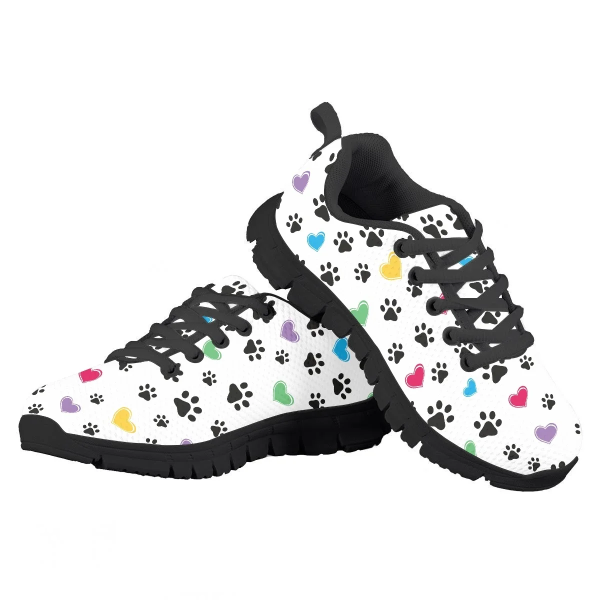 Kawaii Cute Dog Paw Pattern Children's Running Shoes Spring Autumn Outdoor Travel Sneakers Mesh Shock Absorbing Running Shoes cute mushroom print mesh shoes kawaii style leisure soft sole sneaker for kids custom name design portable tenis zapatillas gift