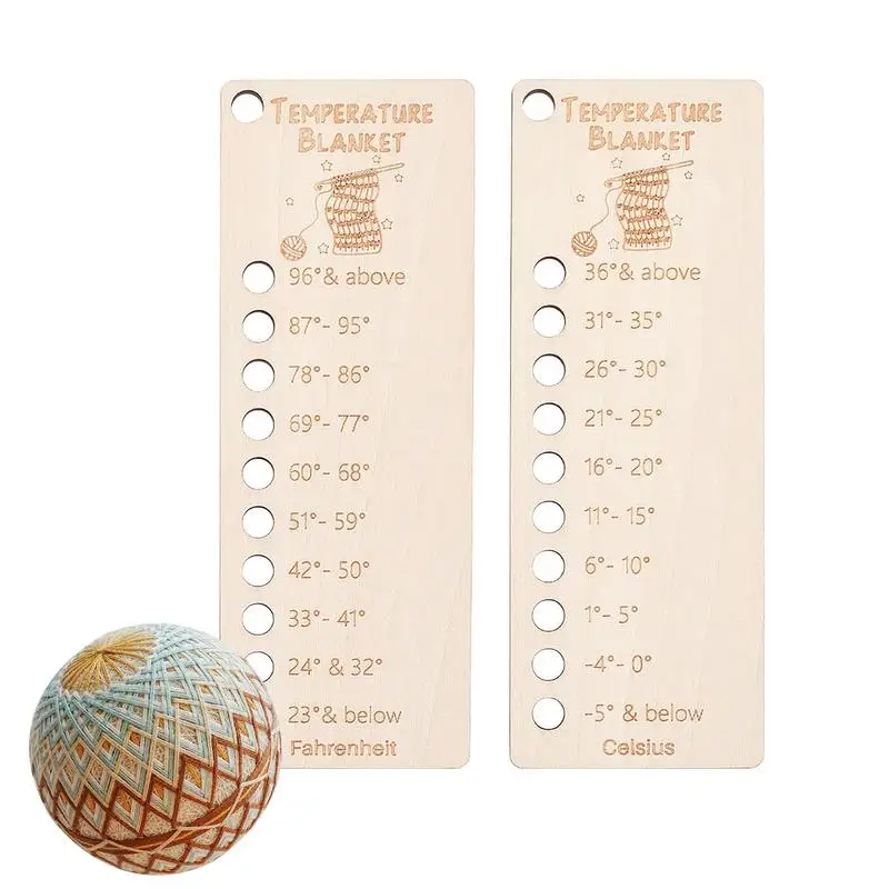 

Temperature Blanket Color Chart Crochet 2pcs Color Guide Set Portable Blanket Planner Reusable Wooden Color Guide Set